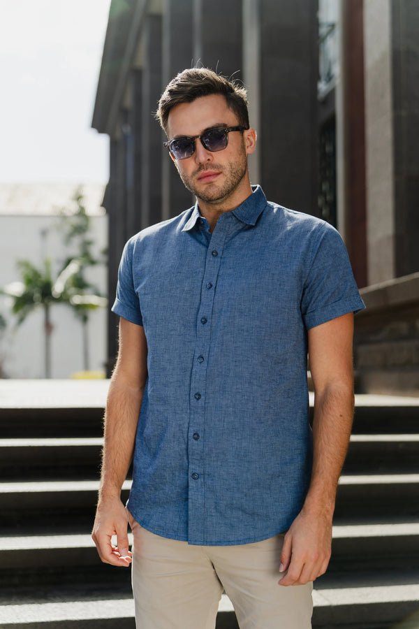 Aura Linnen Shirt Navy