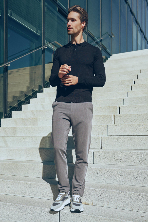 Long sleeve polo Ralf Black