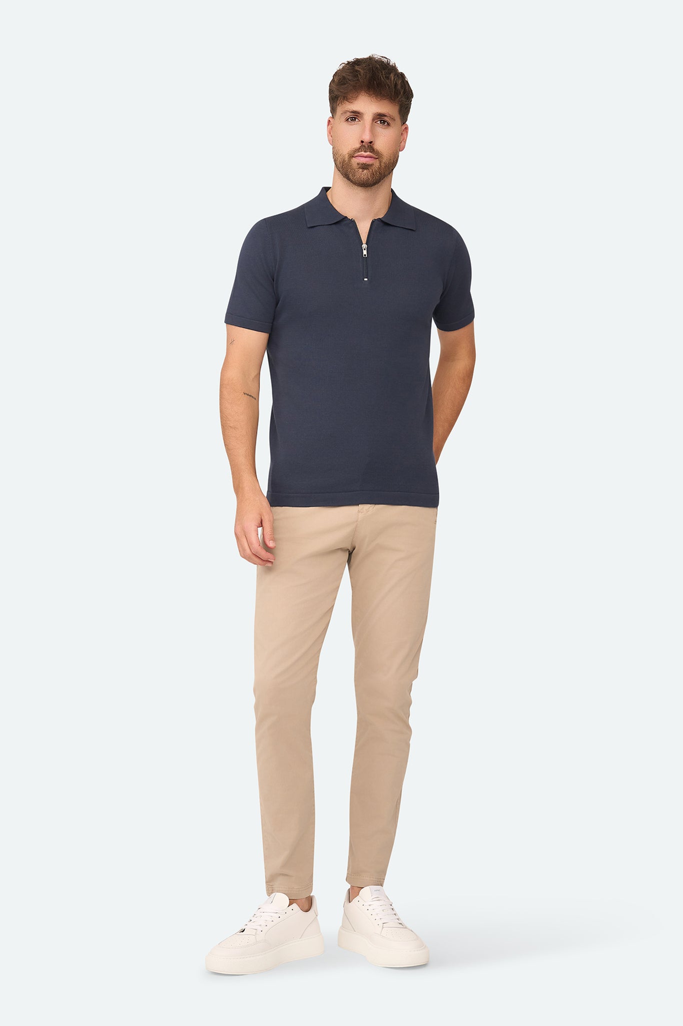 Polo-Reißverschluss Marineblau