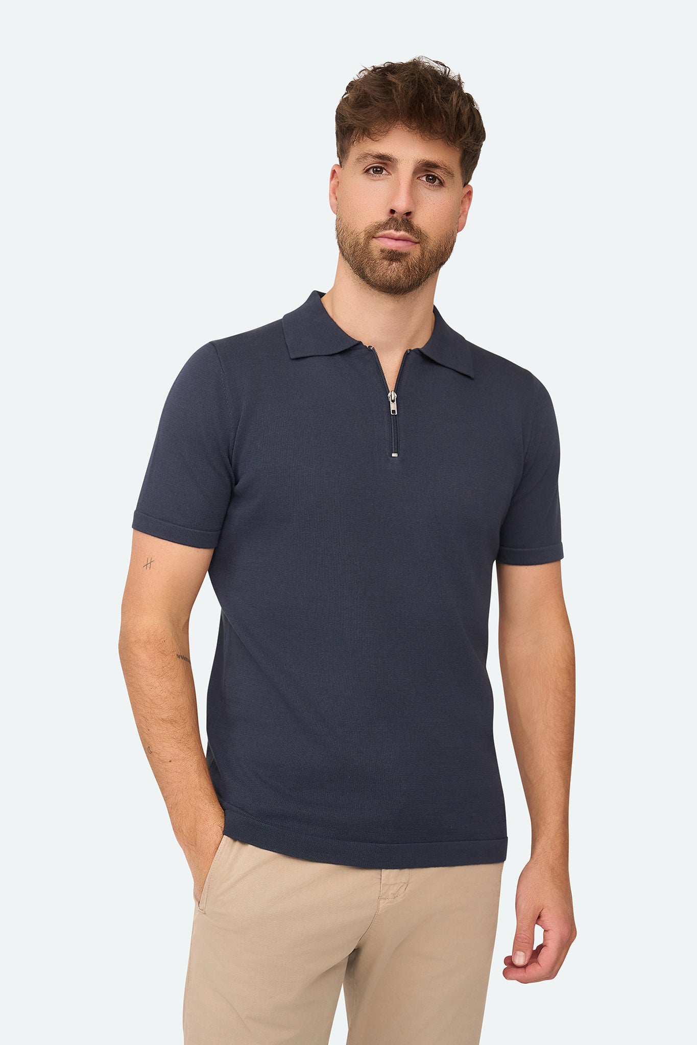 Polo-Reißverschluss Marineblau