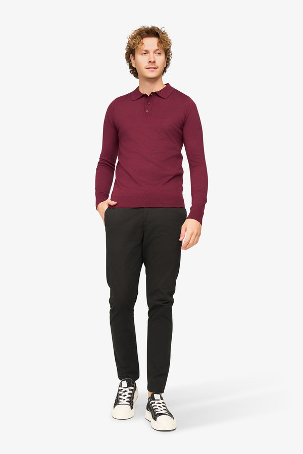 Long Sleeve Polo Ralf Bordeaux