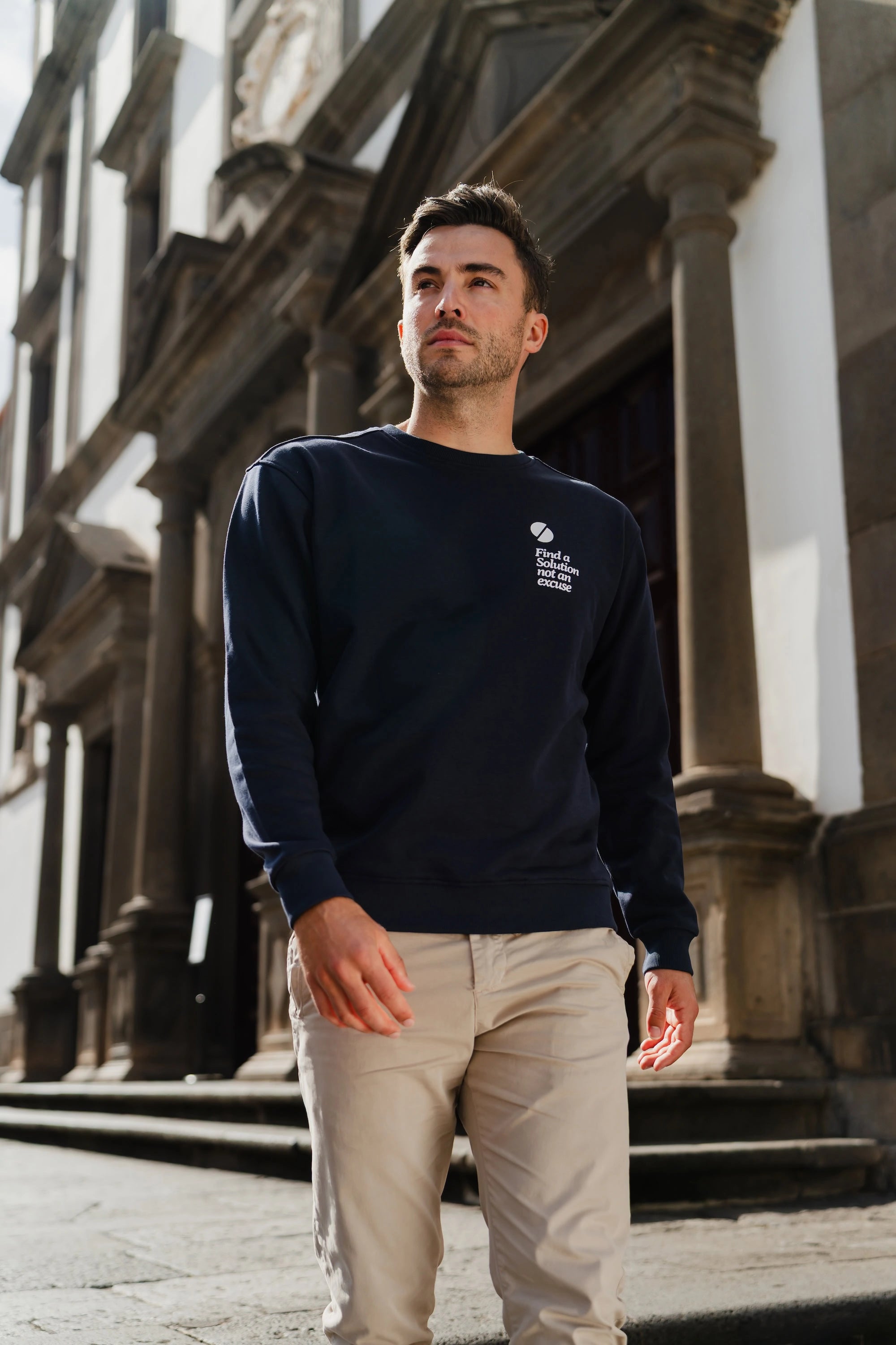Statement Crewneck Sweater Navy