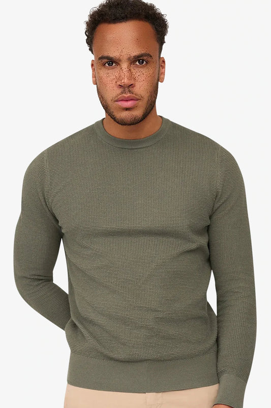 Skyline Waffle Pullover Agave Green