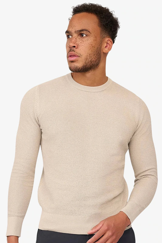 Skyline Waffle Pullover Beige