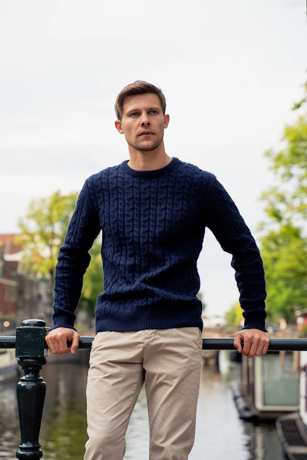 Loom Cable Pullover Navy