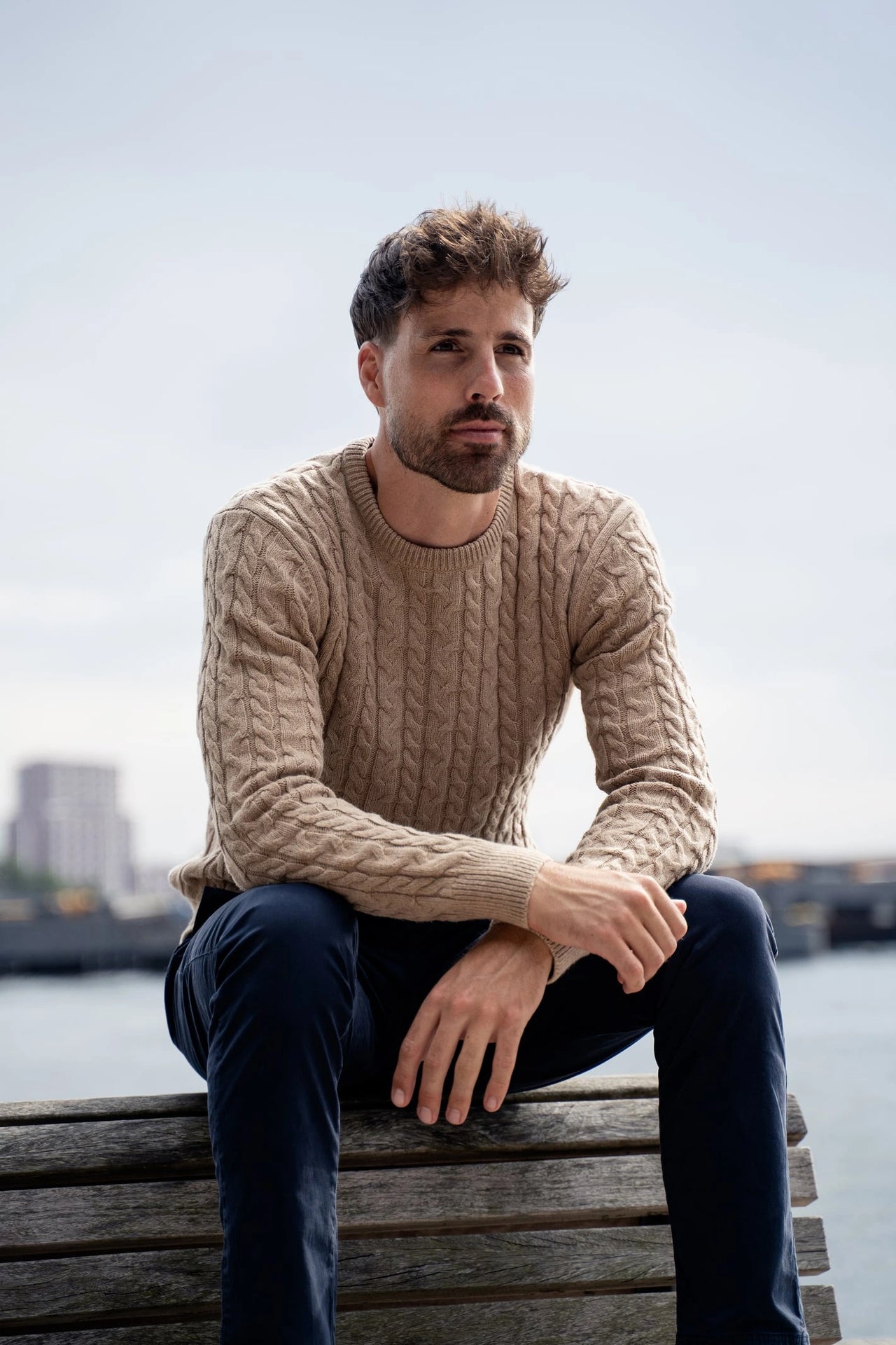 Loom Cable Pullover Beige