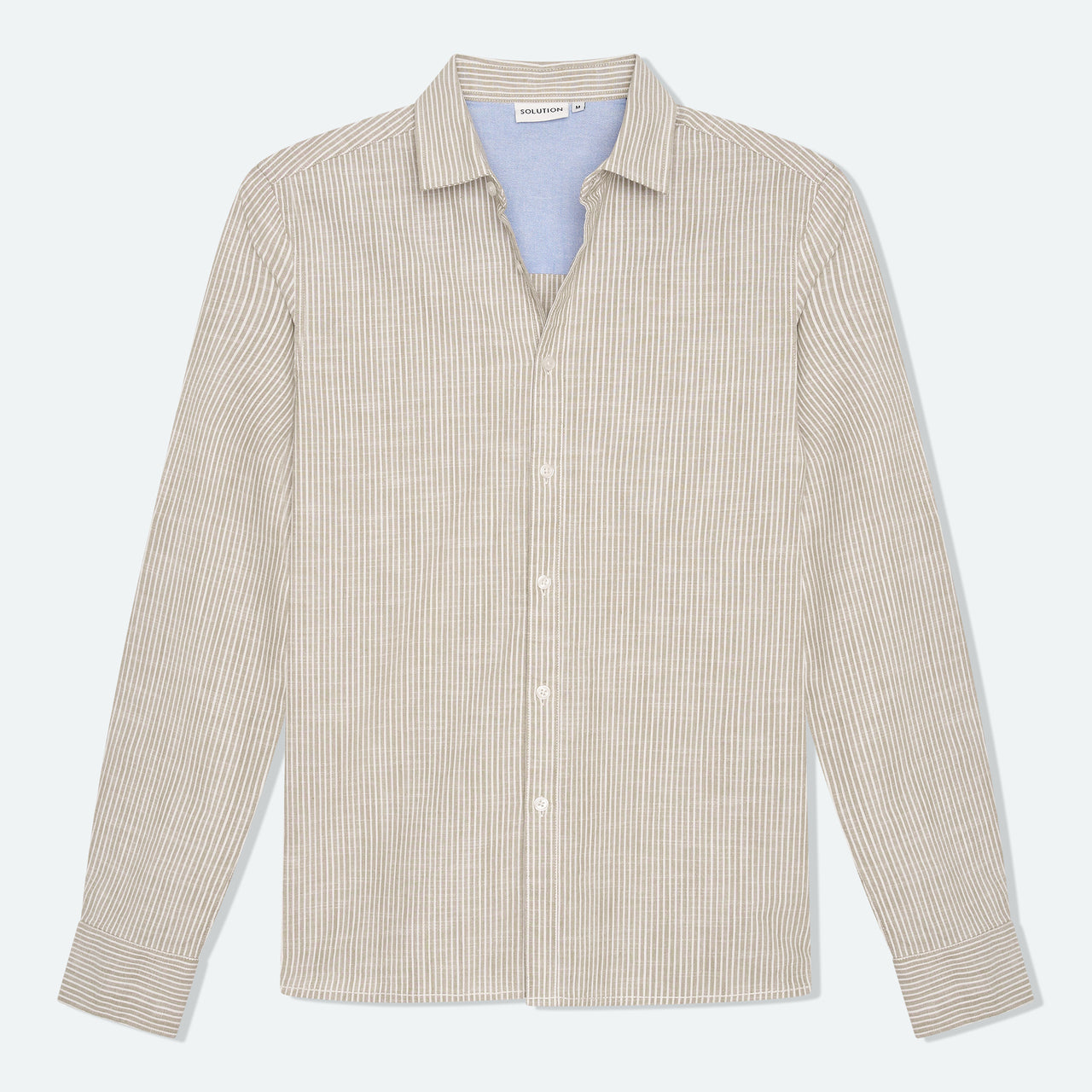 Streifenhemd Ezra Taupe/Ecru