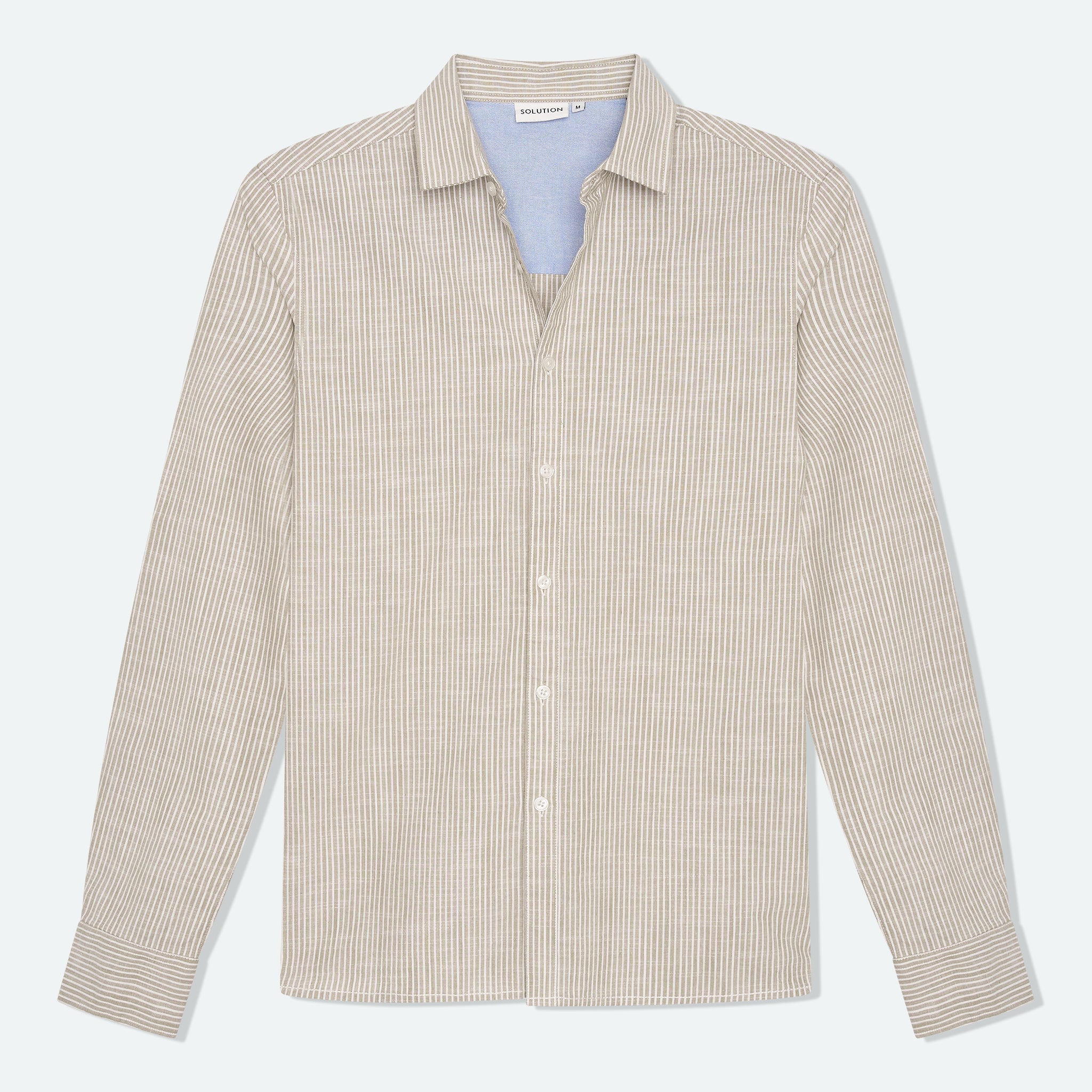 Streifenhemd Ezra Taupe/Ecru