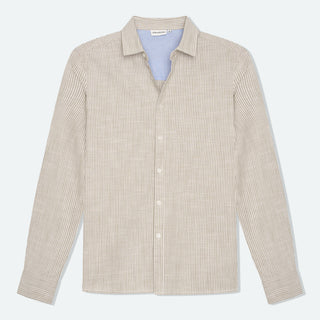 Stripe shirt Ezra Taupe/Ecru