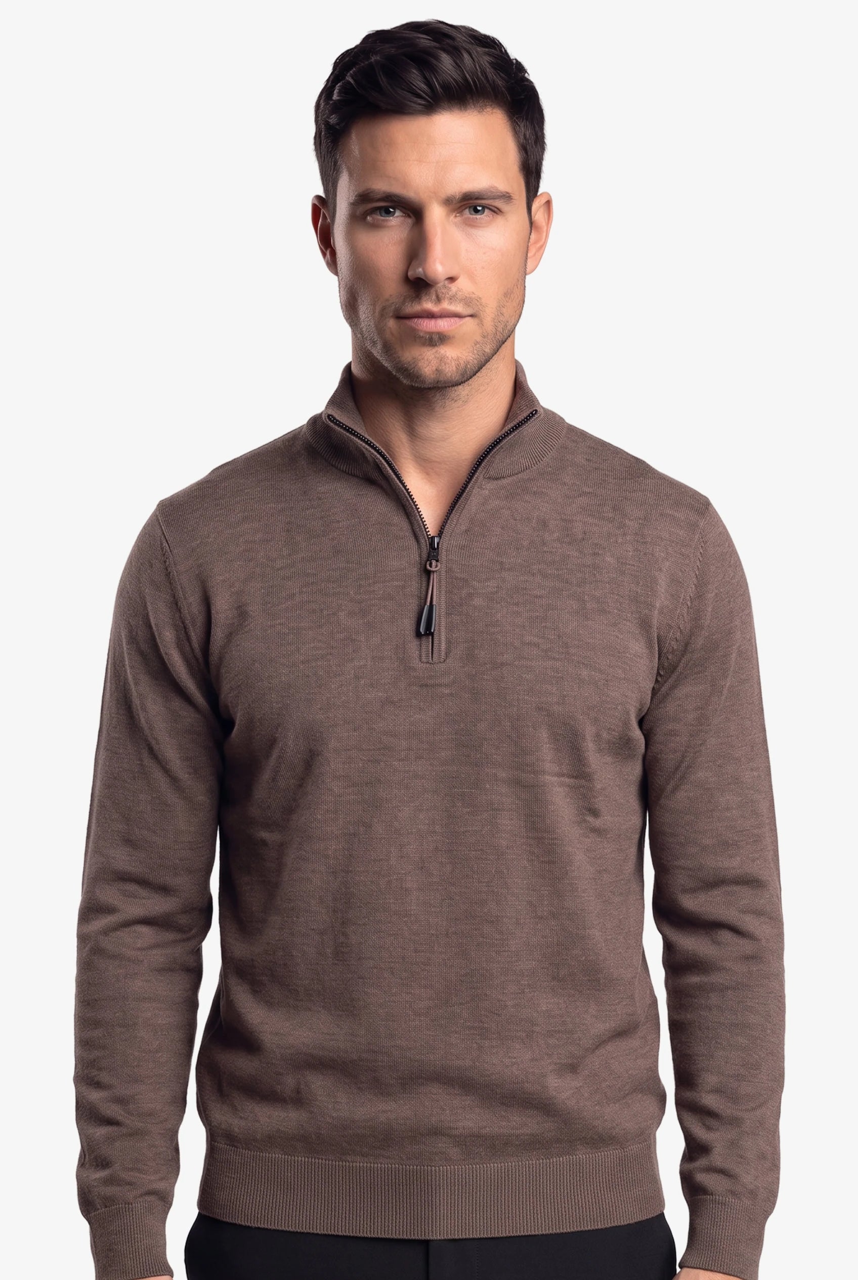 Zipper pullover Simon Dark Brown