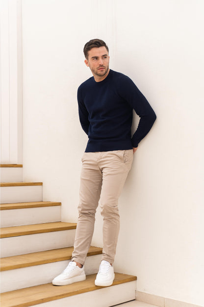 Skyline Waffelpullover Dunkelmarine