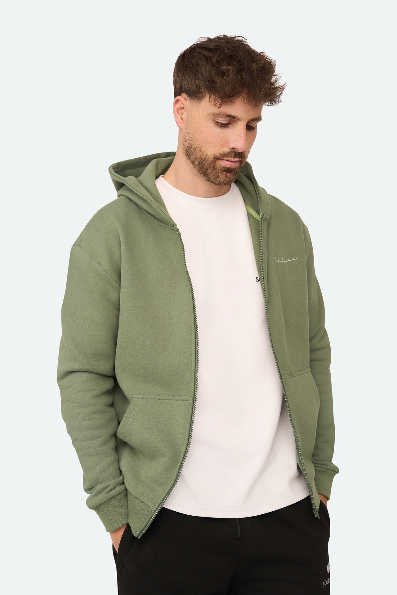 Essential Zipper Hoodie Agave Grün