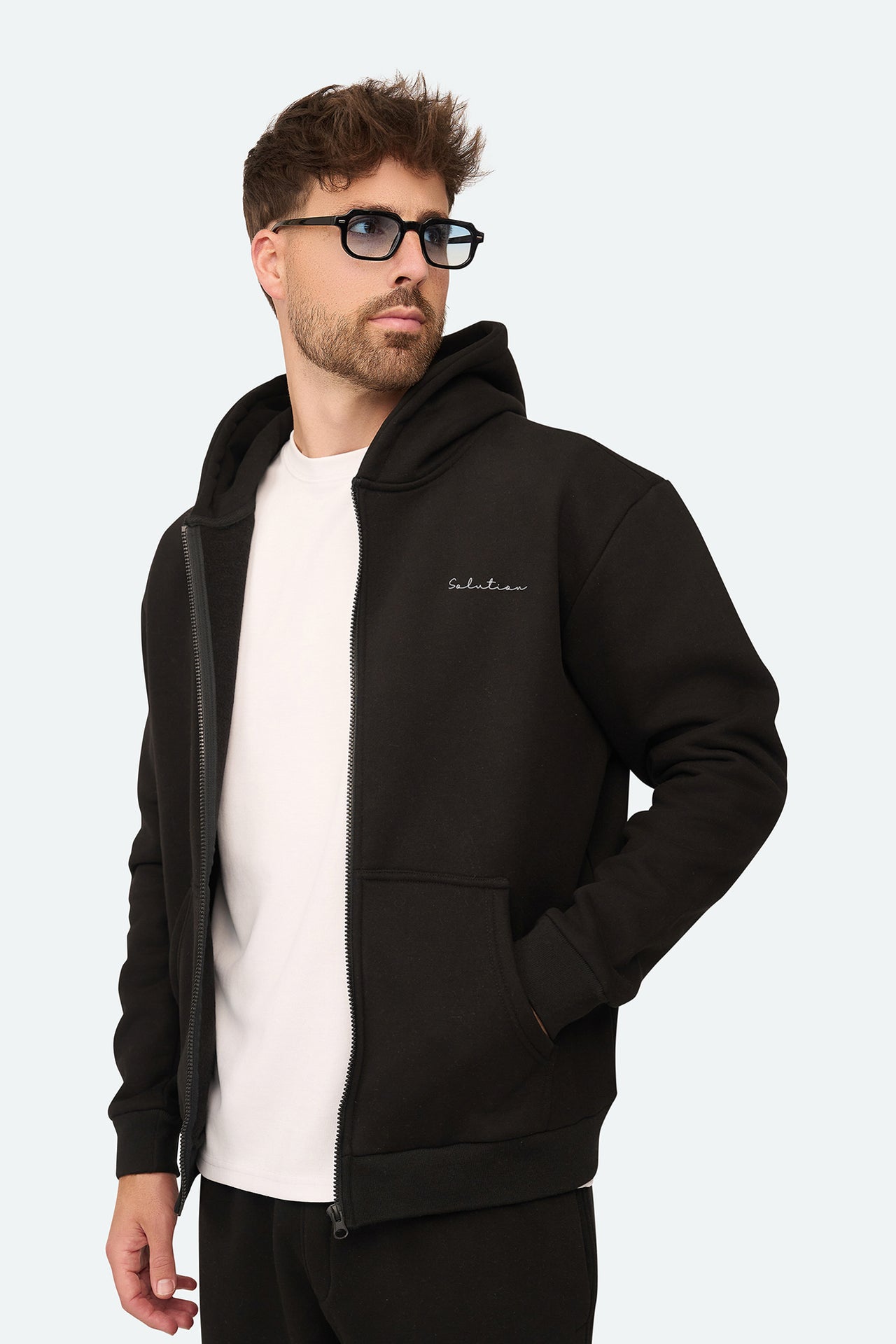 Essential Reißverschluss-Hoodie Schwarz