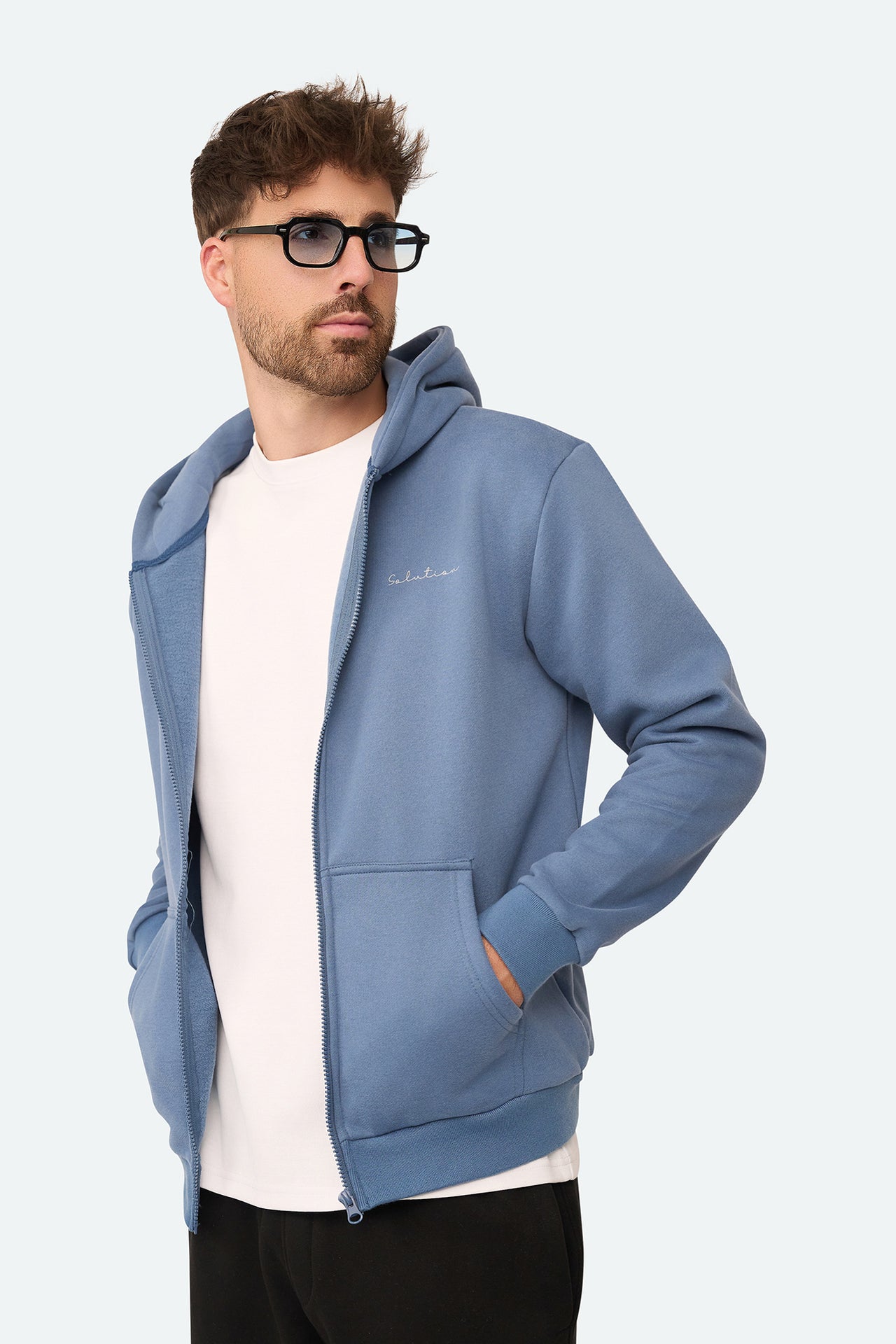 Essential Zipper Hoodie Raf Blau