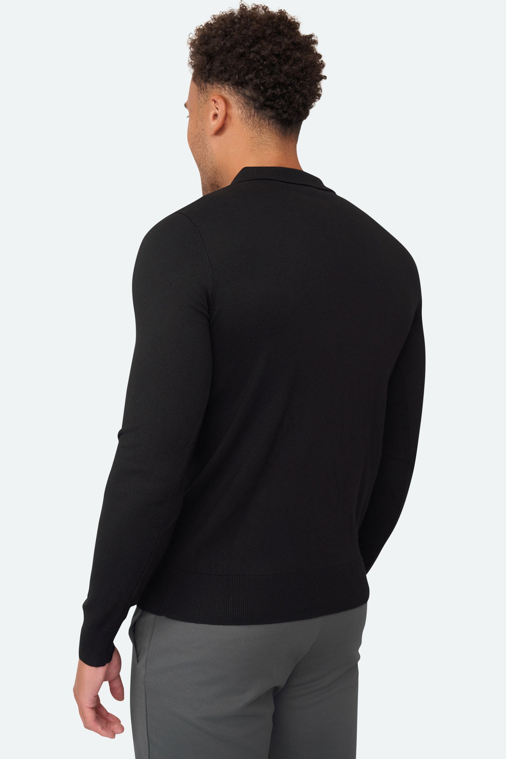 Nathan Zipper Longsleeve Polo Schwarz
