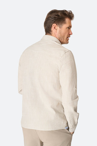 Stripe shirt Ezra Taupe/Ecru