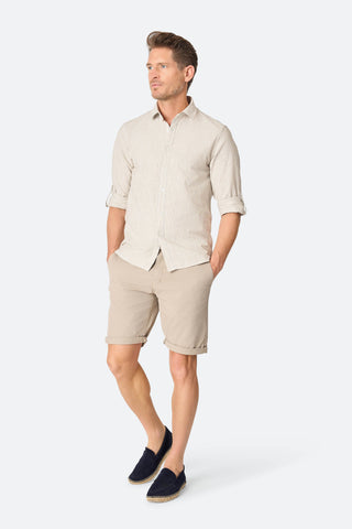 Stripe shirt Ezra Taupe/Ecru