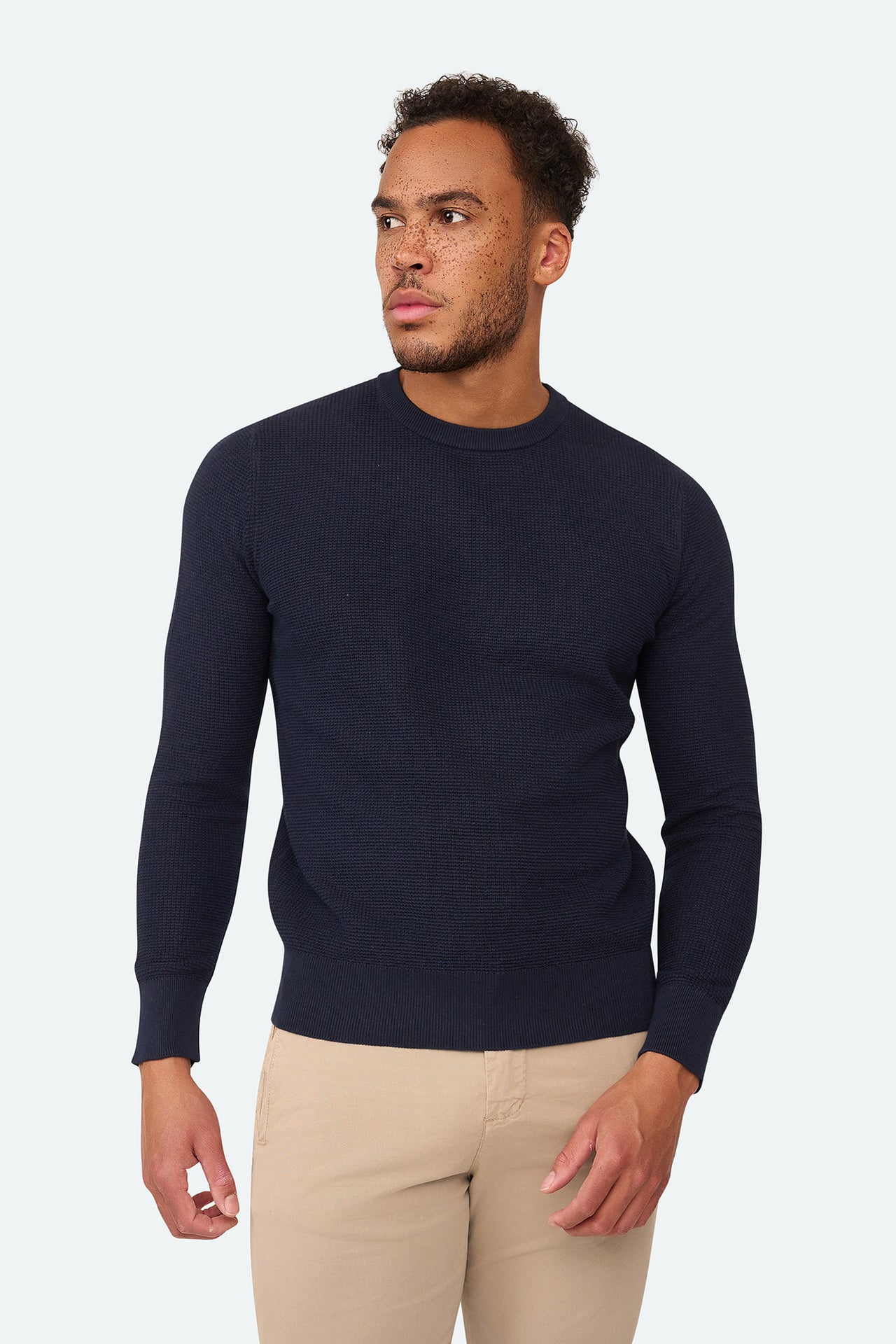 Skyline Waffle Pullover Dark Navy