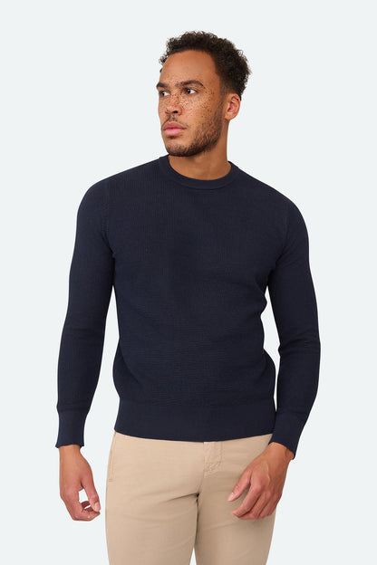 Skyline Waffelpullover Dunkelmarine