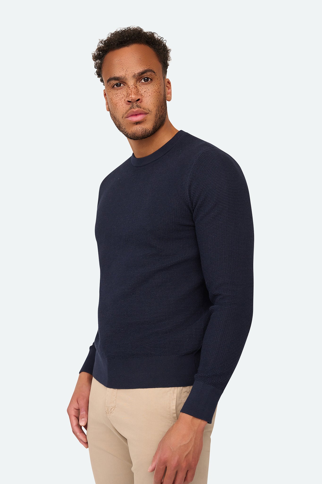 Skyline Waffelpullover Dunkelmarine