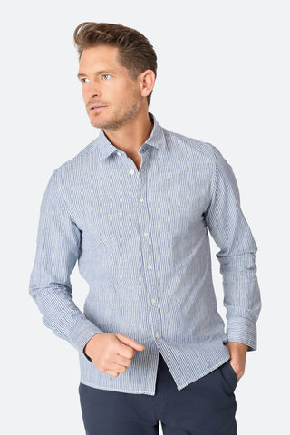 Stripe shirt Ezra Blue/Ecru