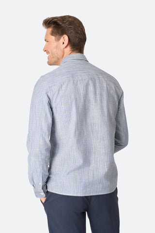 Stripe shirt Ezra Blue/Ecru