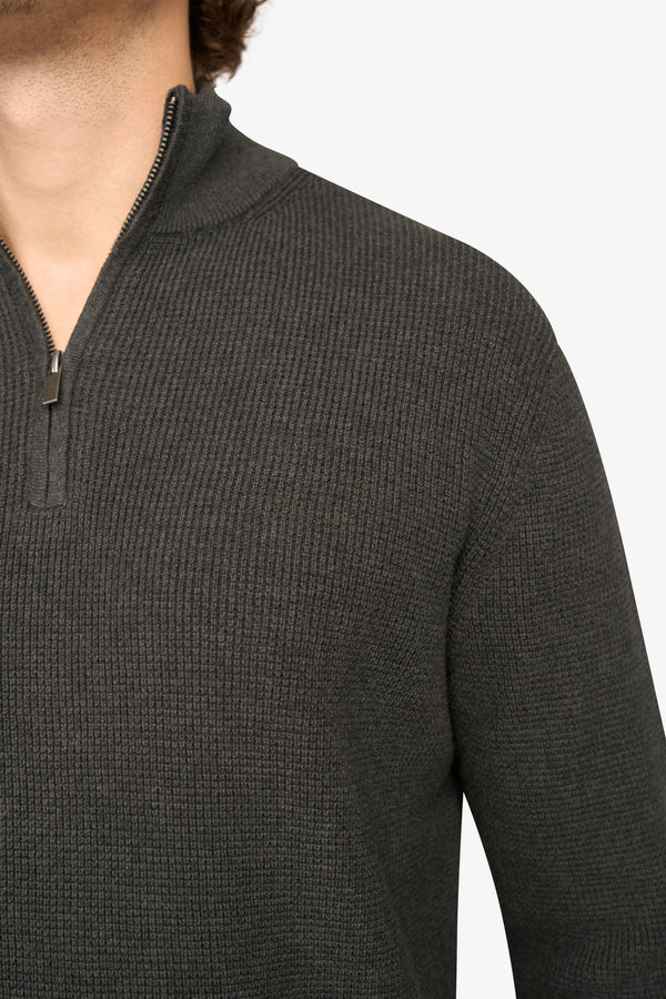 Peak Waffle Zipper Pullover Antra