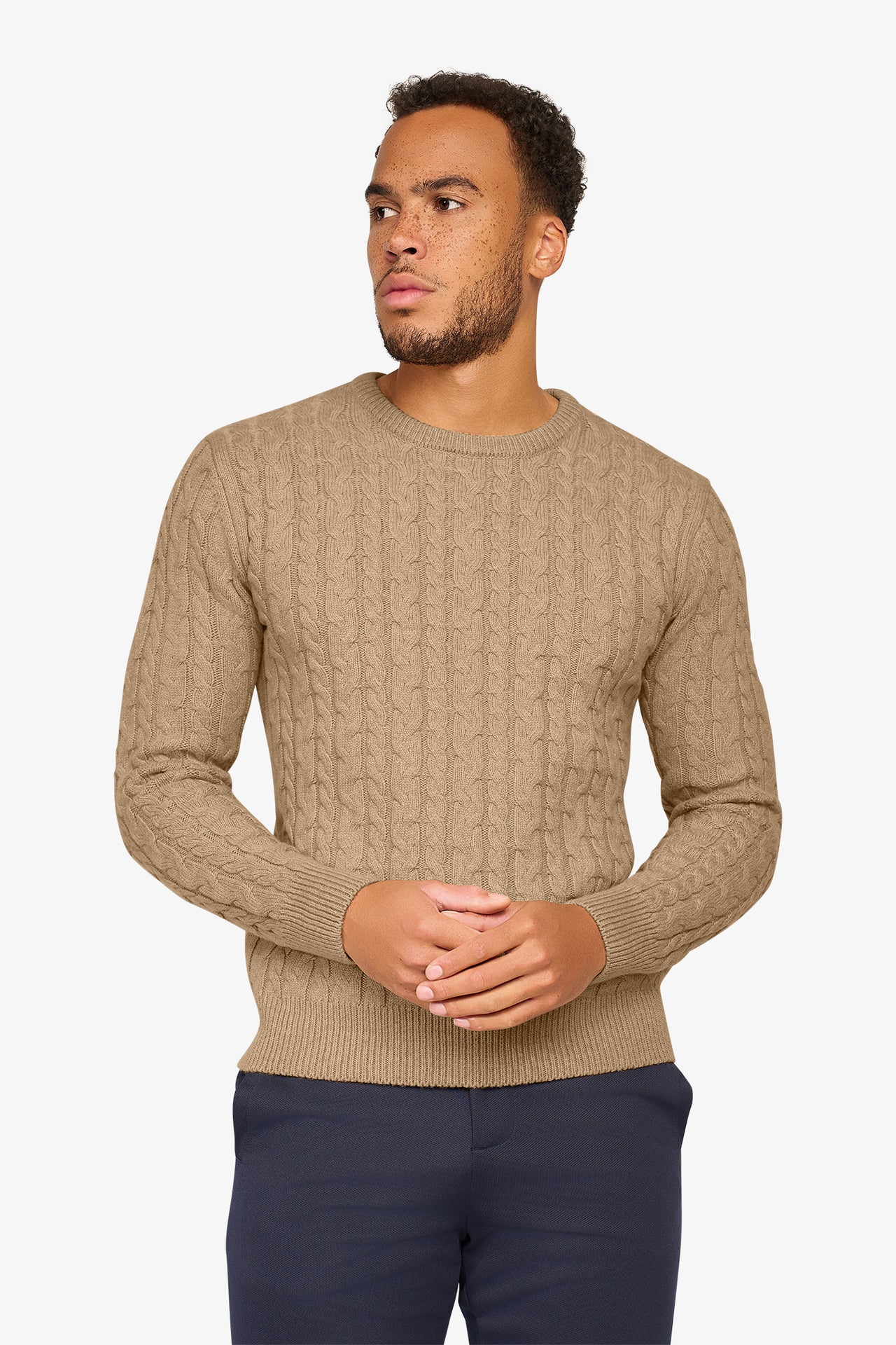 Loom Cable Pullover Beige