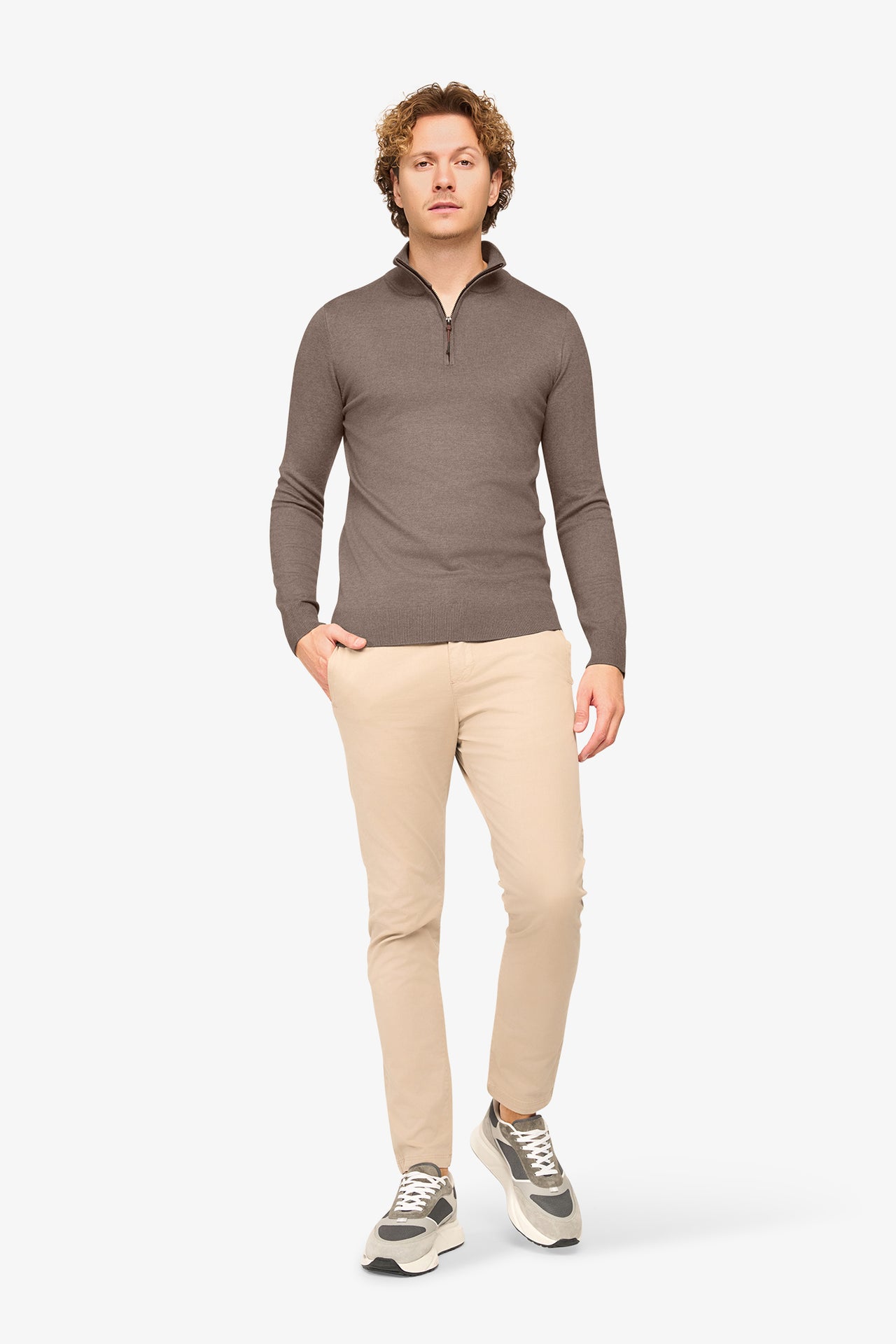 Zipper pullover Simon Mocca