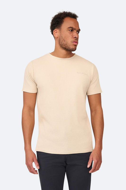 Grid Waffle T-Shirt Beige