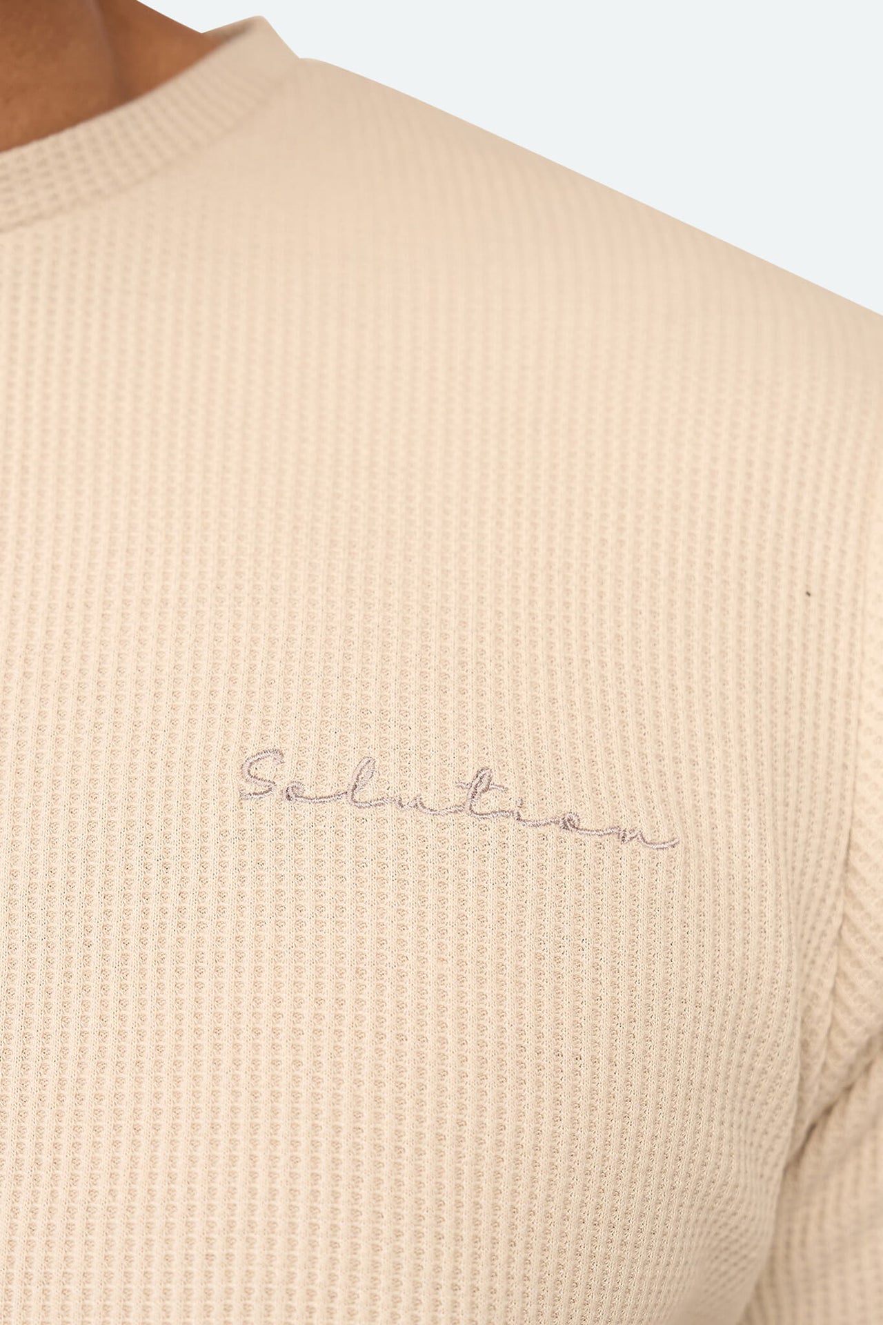 Grid Waffle T-Shirt Beige