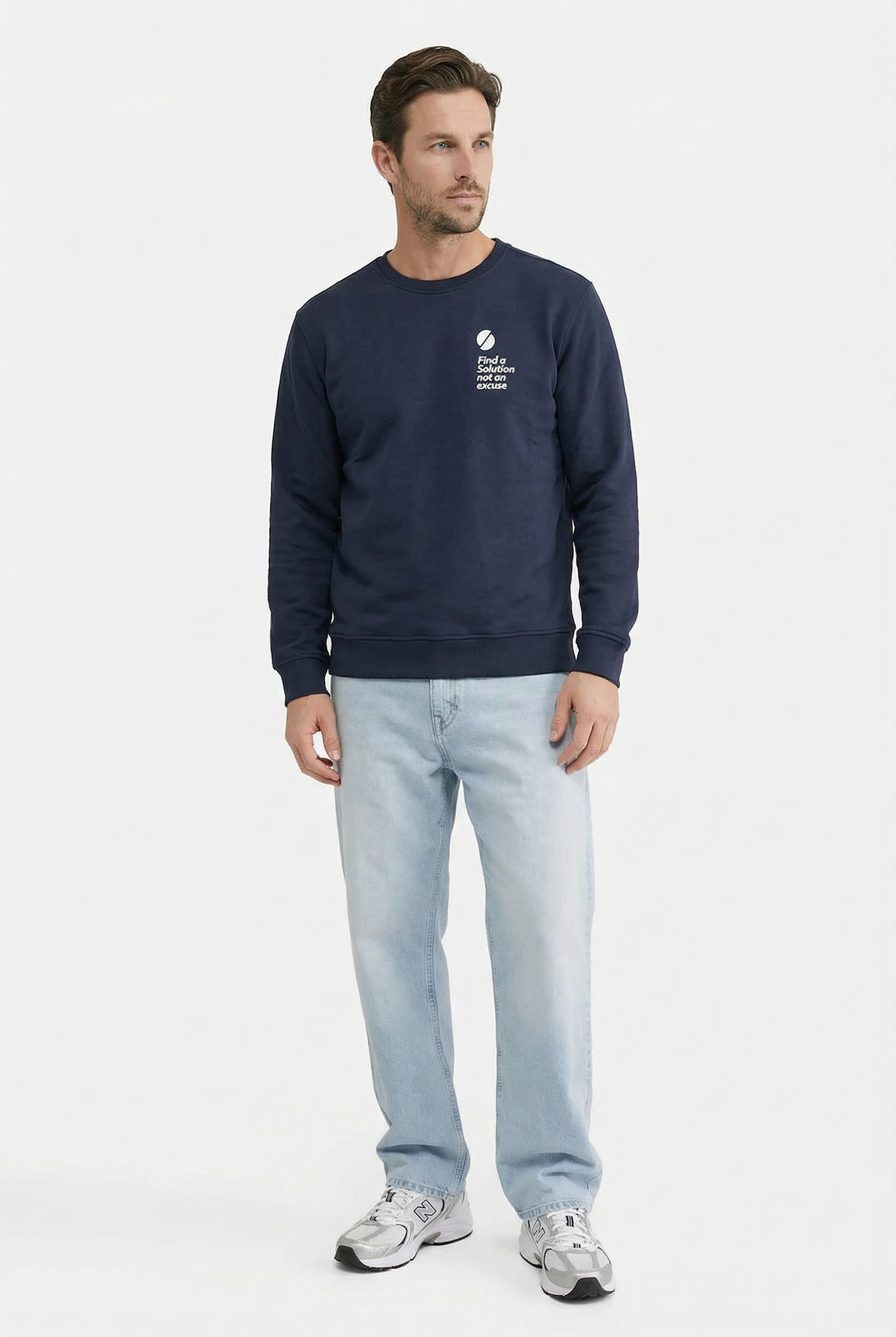 Statement Crewneck Sweater Navy