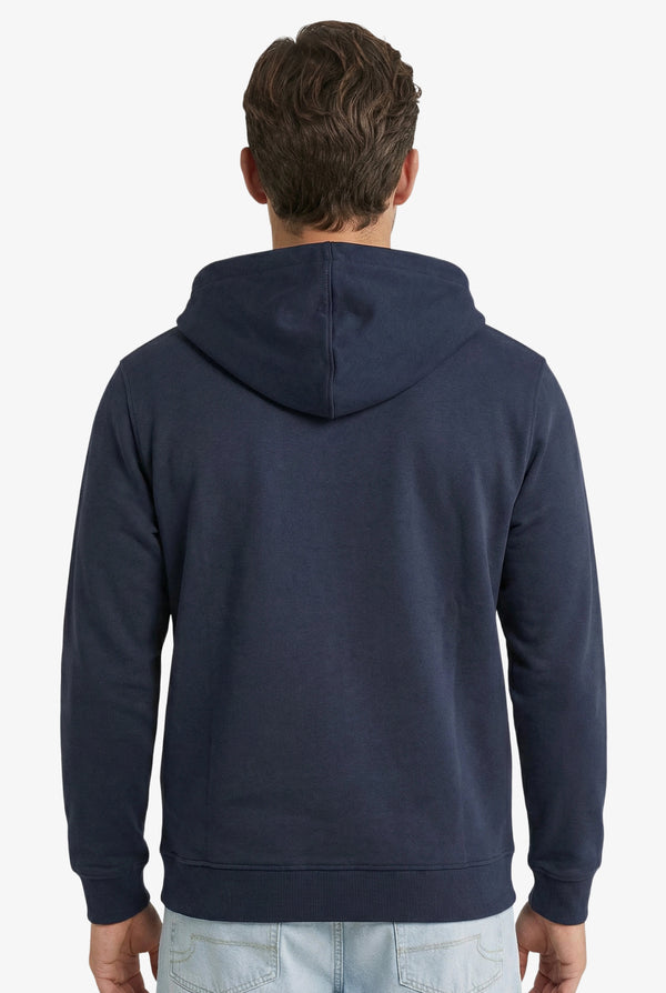 Essential Rubber Print Zipper Hoodie Navy