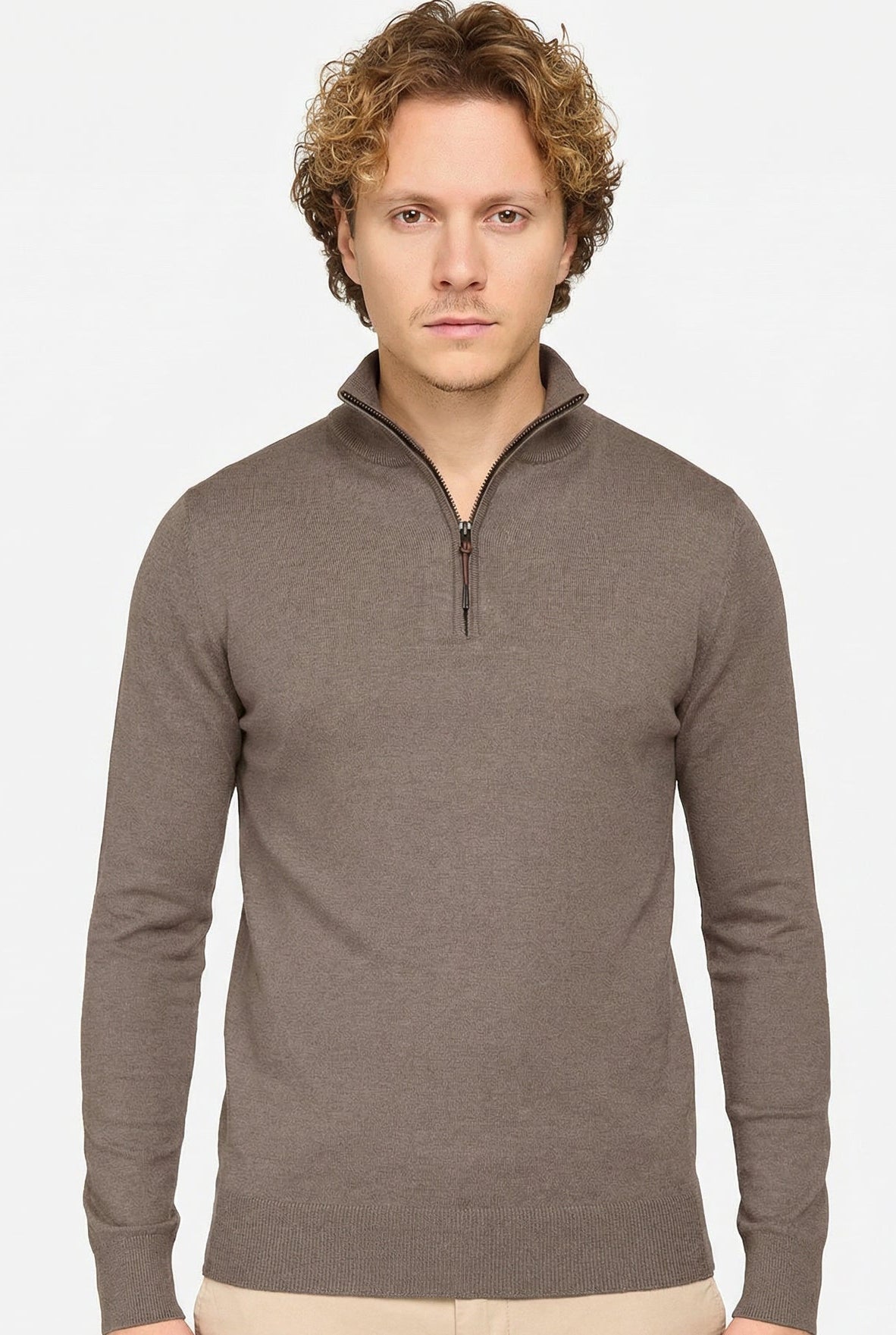 Zipper pullover Simon Mocca