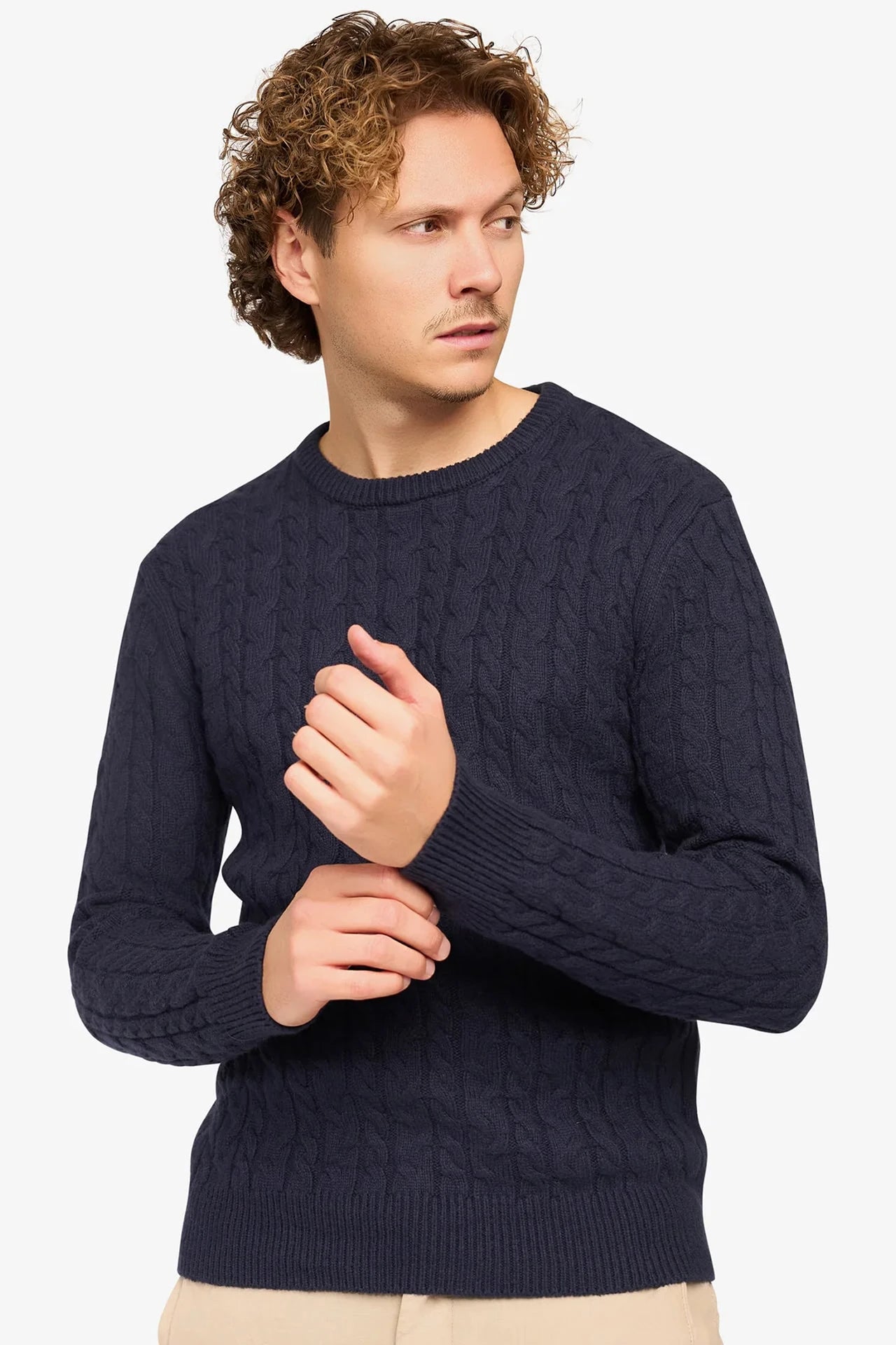 Loom Cable Pullover Navy