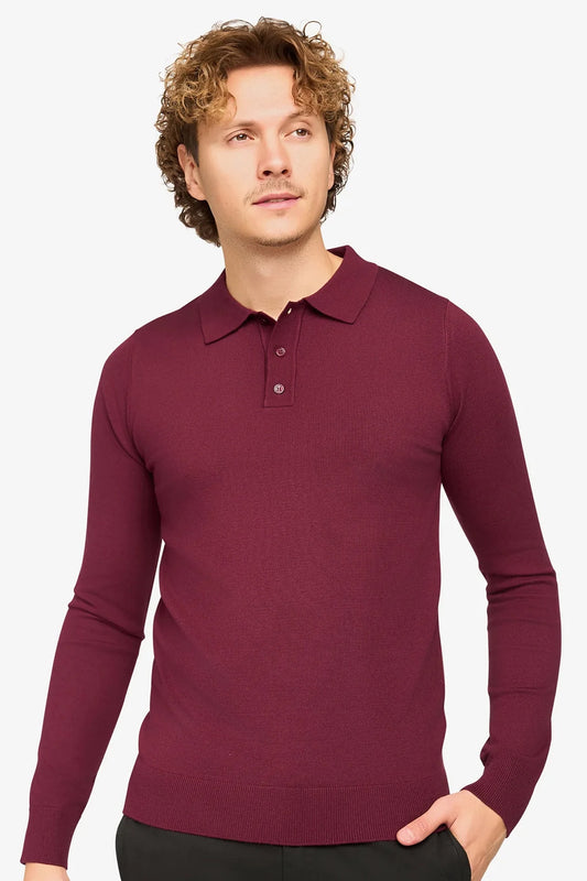 Long Sleeve Polo Ralf Bordeaux
