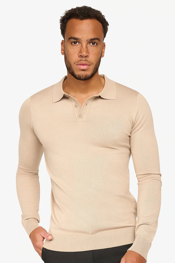 Long sleeve polo Ralf Beige