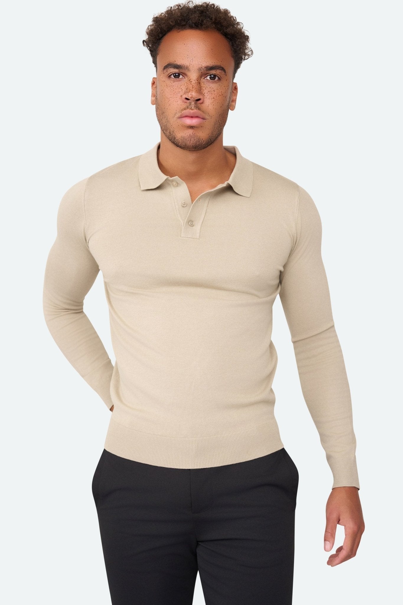 Long sleeve polo Ralf Beige - Solution Clothing