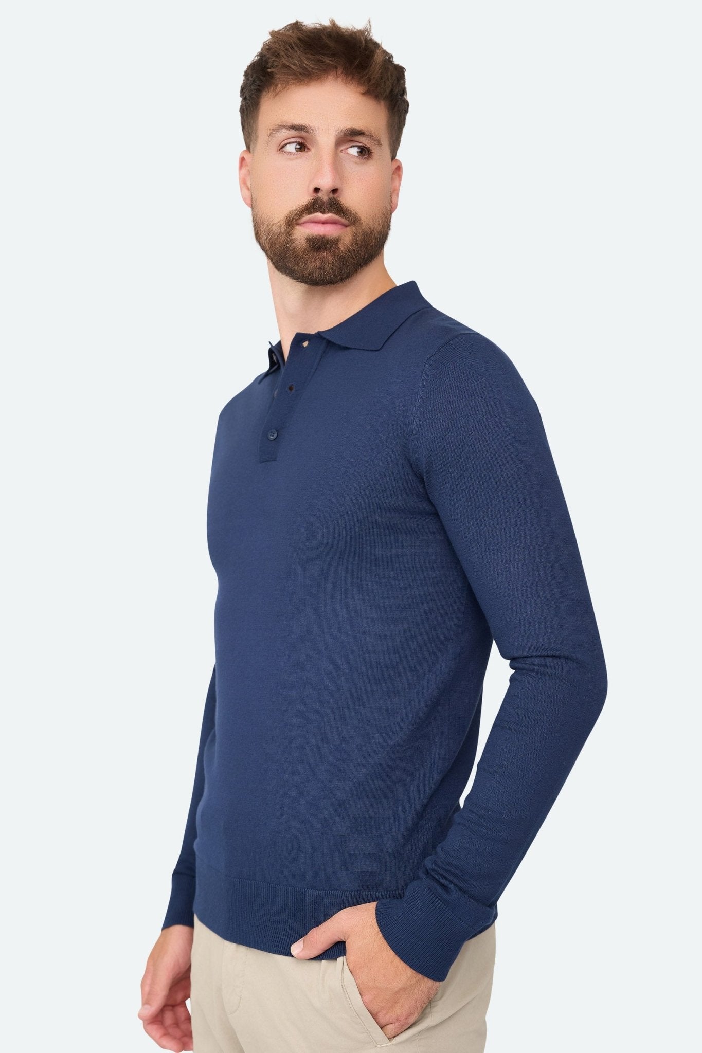 Long sleeve polo Ralf Navy - Solution Clothing