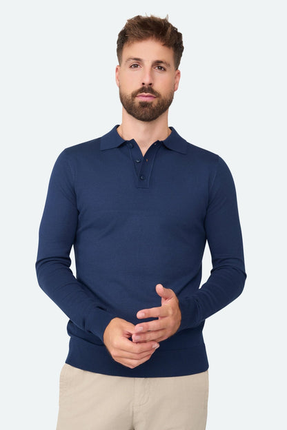 Long sleeve polo Ralf Navy - Solution Clothing