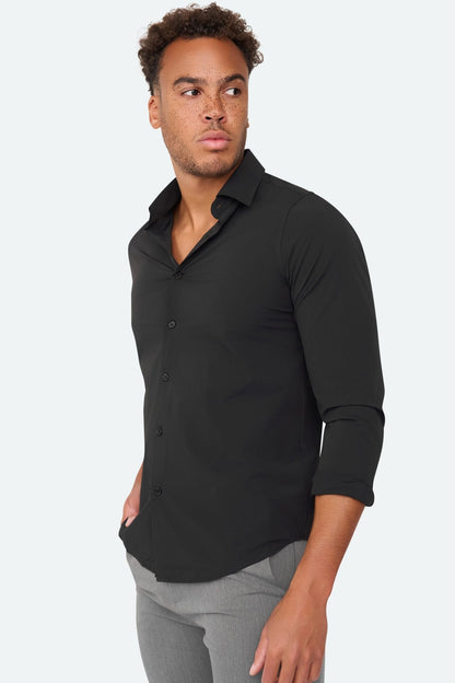 Stretch shirt Felix Black - Solution Clothing