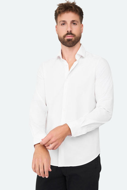 Stretch shirt Felix White - Solution Clothing