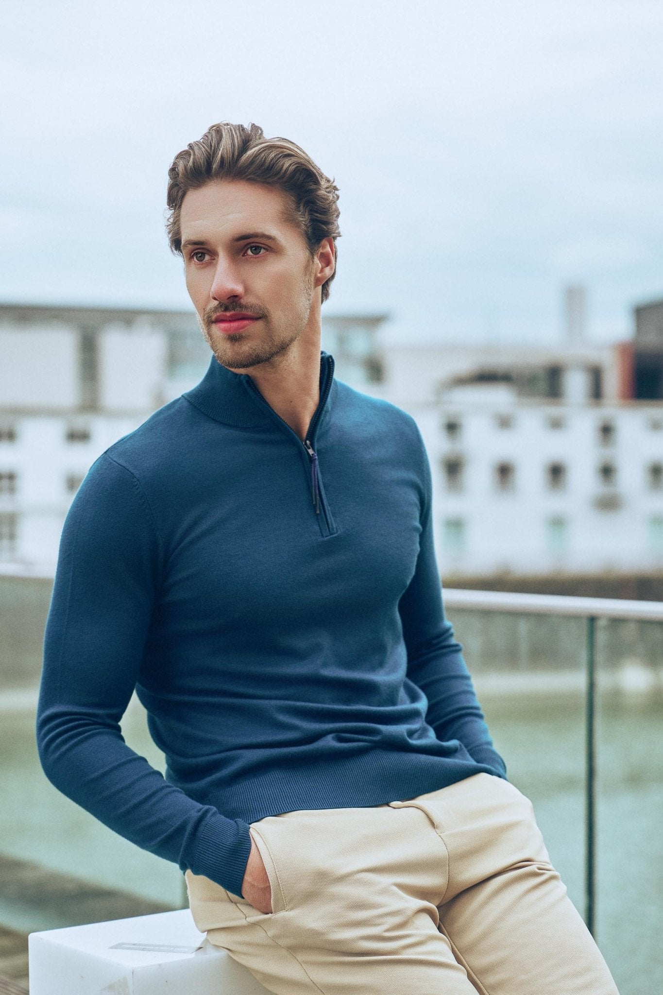 Zipper pullover Simon Navy - Solution Clothing